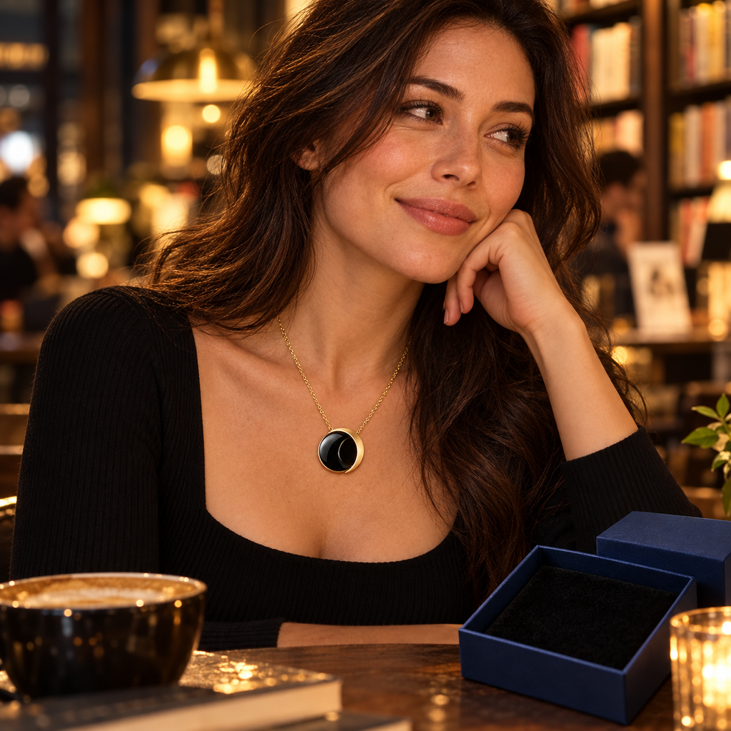 Black Onyx Crescent Moon Necklace – Timeless Elegance & Celestial Beauty