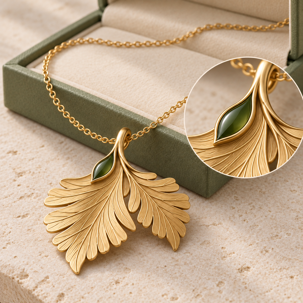 Golden Ginkgo Leaf Pendant Necklace – Nature-Inspired Elegance & Timeless Beauty